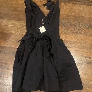 Free People Black Mini Dress with Bow Details